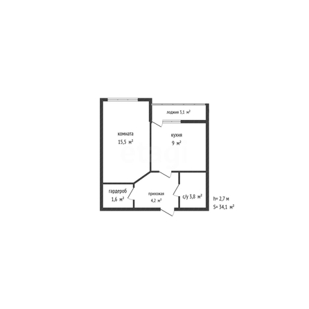 
  Продается 1-комн. квартира 34.1 м², в ЖК Лучший. Фото 1.