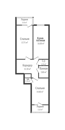 
  Продается 2-комн. квартира 68.5 м². Фото 1.
