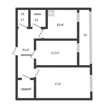 
  Продается 2-комн. квартира 55 м². Фото 2.