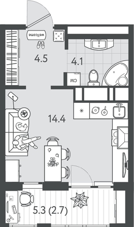 
  Продается студия 24.6 м², в ЖК Все Свои ВИП, литер 4. Фото 1.