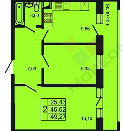 
   Продам 2-комнатную, 50 м², Цезаря Куникова ул, 18к10

. Фото 16.