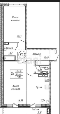 
   Продам 2-комнатную, 71.9 м², Тюльпановая ул, 10к4

. Фото 34.