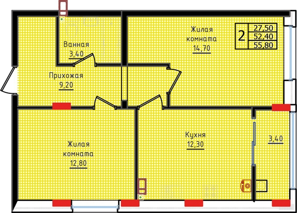 
  Продается 2-комн. квартира, 55.8 м², ЖК Суворов, дом 6
. Фото 2.
