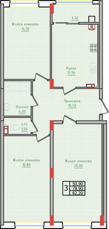 
  Продается 3-комн. квартира, 82.2 м², ЖК Суворов, дом 5
. Фото 2.