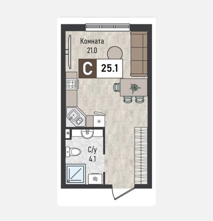 
  Продается студия 25.1 м². Фото 2.