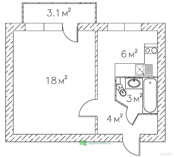 
  Продается 1-комн. квартира 34 м². Фото 2.