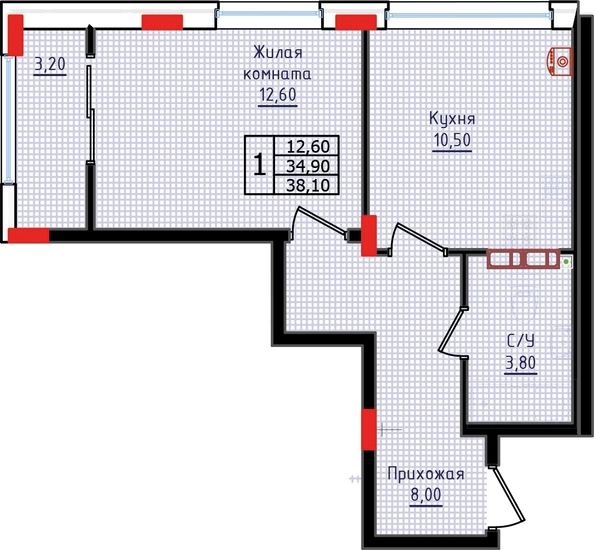 
  Продается 1-комн. квартира 38 м², в ЖК Суворов, дом 6. Фото 2.