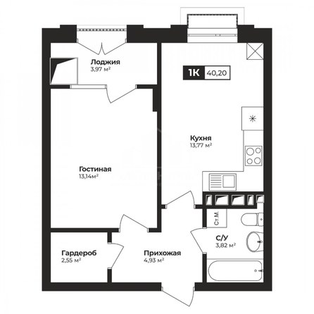 
  Продается 1-комн. квартира 40.2 м². Фото 1.
