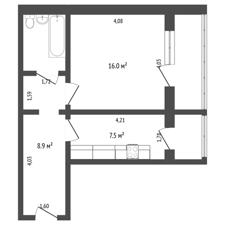 
   Продам 1-комнатную, 40 м², Готвальда проезд, 9

. Фото 16.