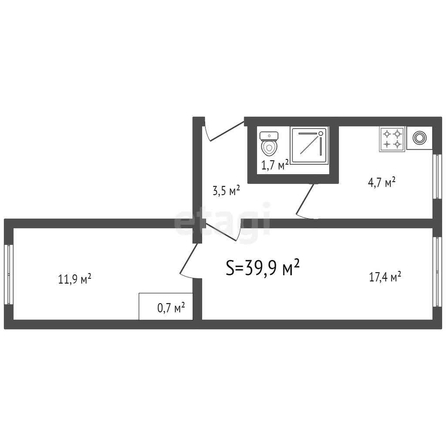 
   Продам 2-комнатную, 39.9 м², Мира ул, 367/1

. Фото 8.