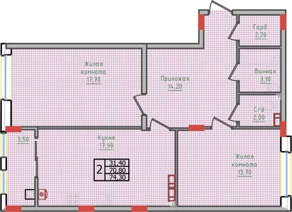 
   Продам 2-комнатную, 74.3 м², Суворов, дом 5

. Фото 2.