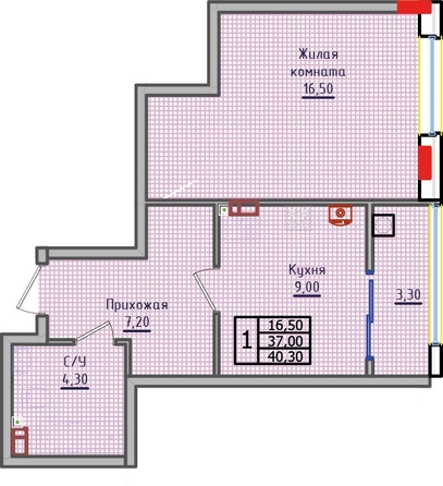 
   Продам 1-комнатную, 40.3 м², Суворов, дом 5

. Фото 2.