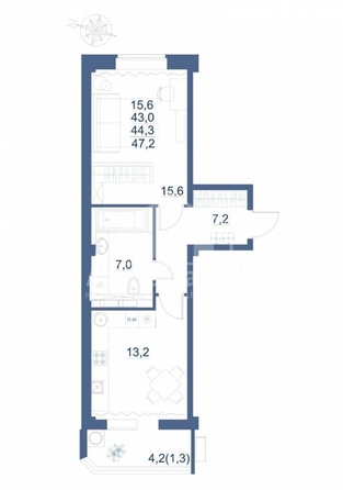 
  Продается 1-комн. квартира, 44.8 м², Шмидта ул
. Фото 5.