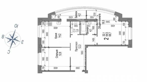 
  Продается 2-комн. квартира, 68.7 м², Шмидта ул
. Фото 11.