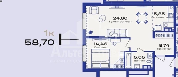 
  Продается 1-комн. квартира, 58.7 м², Широкая ул
. Фото 3.