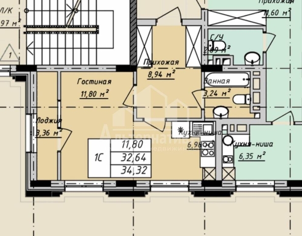 
  Продается 1-комн. квартира, 32.64 м², Гоголя ул
. Фото 1.
