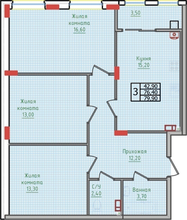 
   Продам 3-комнатную, 79.9 м², Суворов, дом 5

. Фото 2.