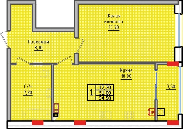 
   Продам 1-комнатную, 54.5 м², Суворов, дом 5

. Фото 2.