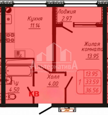 
  Продается 1-комн. квартира, 36.6 м², 40 лет Октября ул
. Фото 8.