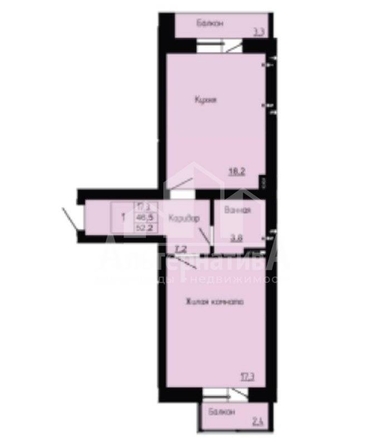 
  Продается 1-комн. квартира, 52.2 м², Орджоникидзе ул
. Фото 15.