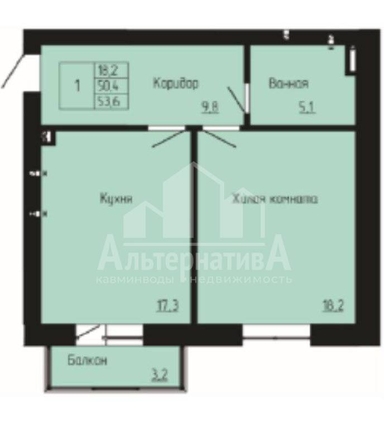 
  Продается 1-комн. квартира, 53.6 м², Орджоникидзе ул
. Фото 1.