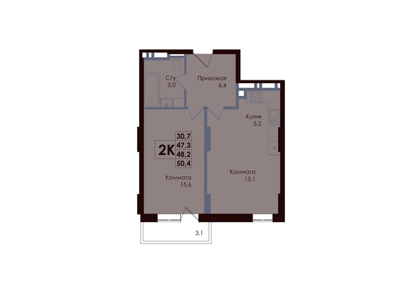 
  Продается 2-комн. квартира 48.37 м², в ЖК Академия, 1 этап. Фото 1.
