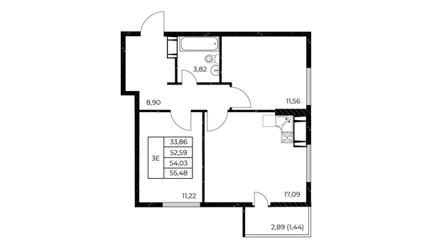 
  Продается 2-комн. квартира 55.48 м², в ЖК Звезда Столицы 2. Фото 1.