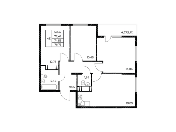 
  Продается 3-комн. квартира 76.75 м², в ЖК Звезда Столицы 2. Фото 3.