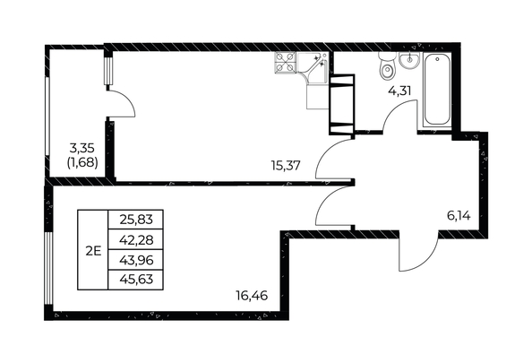 
  Продается 1-комн. квартира 45.63 м², в ЖК Звезда Столицы 2. Фото 1.
