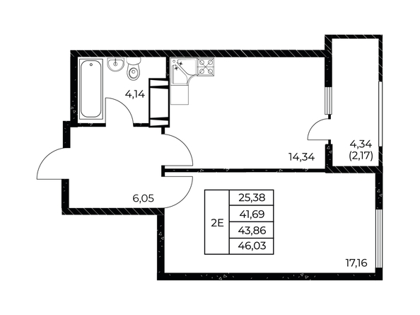 
  Продается 1-комн. квартира 46.03 м², в ЖК Звезда Столицы 2. Фото 2.
