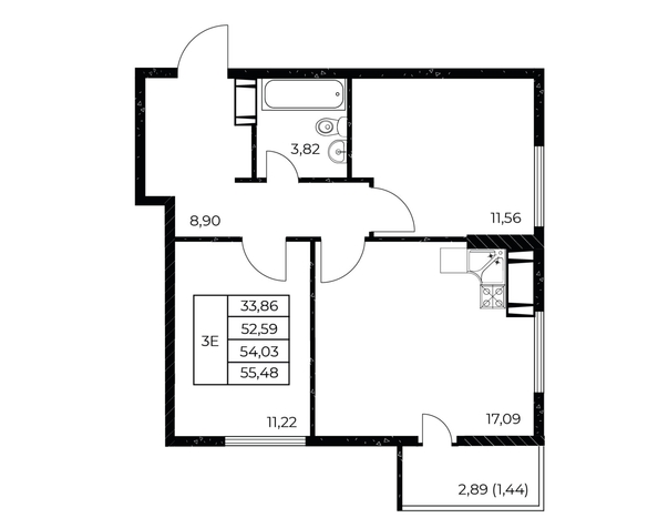
  Продается 2-комн. квартира 55.48 м², в ЖК Звезда Столицы 2. Фото 1.