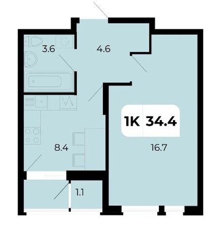 
  Продается 1-комн. квартира 34.4 м². Фото 8.