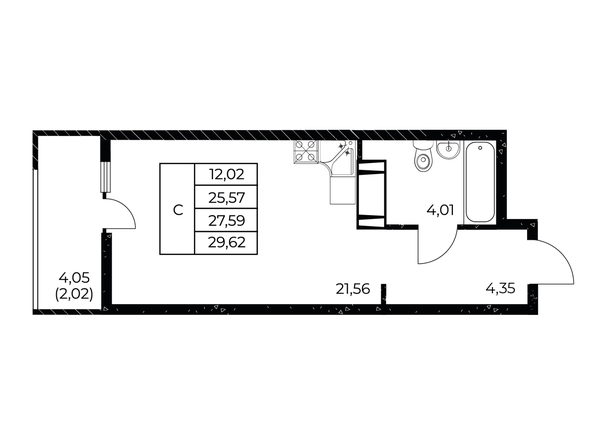 
  Продается студия 29.62 м², в ЖК Звезда Столицы 2. Фото 1.