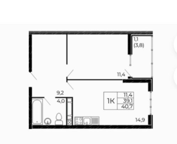 
  Продается 1-комн. квартира 40.7 м². Фото 8.