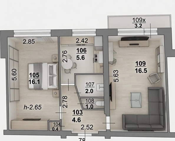 
  Продается 2-комн. квартира 47 м². Фото 16.