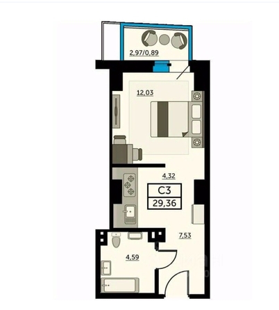 
  Продается студия 29 м². Фото 16.