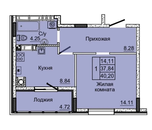 
  Продается 1-комн. квартира 38 м². Фото 12.