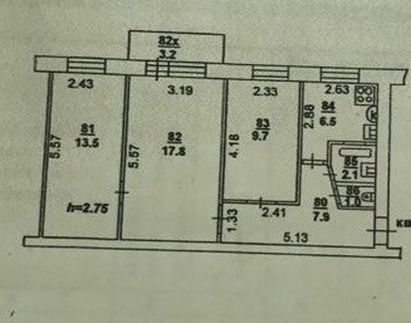 
  Продается 3-комн. квартира 58.5 м². Фото 11.