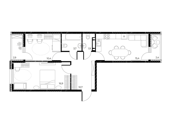 
  Продается 3-комн. квартира 61.7 м², в ЖК Панорама на Театральном, литера 1. Фото 1.