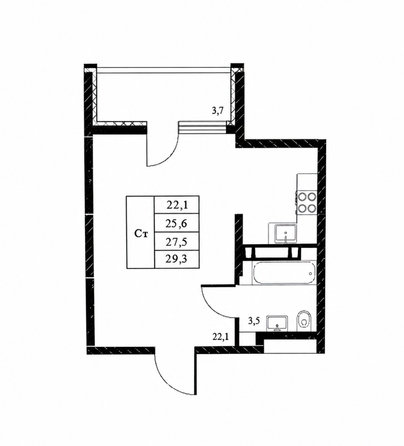 
  Продается студия 27.5 м². Фото 1.