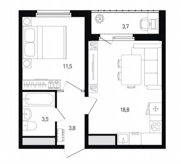 
  Продается 1-комн. квартира 38.3 м². Фото 5.
