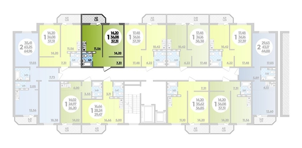 
   Продам 1-комнатную, 37.31 м², Суворовский, литера 7

. Фото 1.