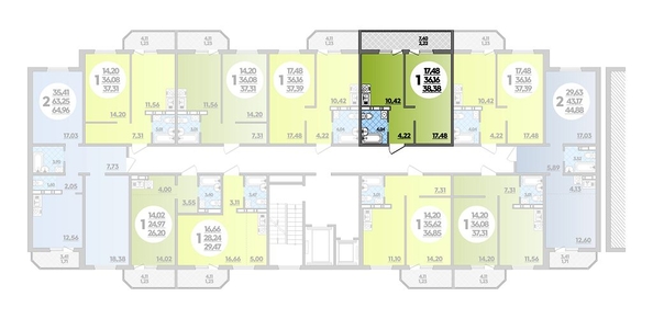 
   Продам 1-комнатную, 38.38 м², Суворовский, литера 7

. Фото 1.