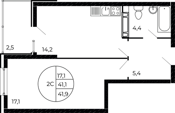 
   Продам 1-комнатную, 41.9 м², Флора, литера 1.1

. Фото 1.