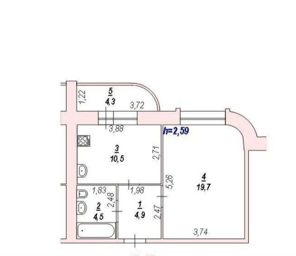 
   Продам 1-комнатную, 44 м², Лелюшенко ул, 13

. Фото 4.