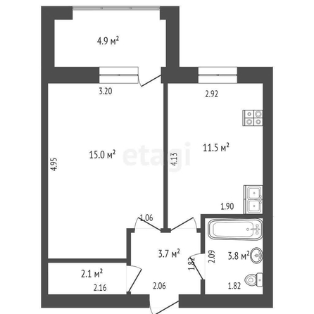 
   Продам 1-комнатную, 38 м², Токарная ул, 3

. Фото 1.