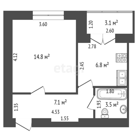 
   Продам 1-комнатную, 36 м², 40-летия Победы пр-кт, 73/15

. Фото 1.