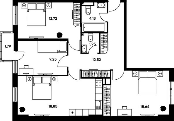 
   Продам 3-комнатную, 75.94 м², Гринсайд, 4.1-4.3

. Фото 1.