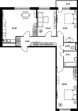 
   Продам 3-комнатную, 80.14 м², Малина Парк, дом 1

. Фото 1.