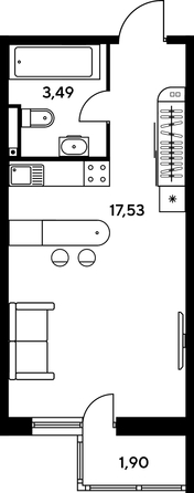 
   Продам студию, 24.16 м², Малина Парк, дом 1

. Фото 1.